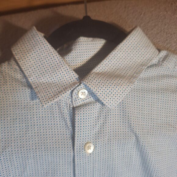 Express Men's Blue/Green Sm Square Pattern Button Down Dress Shirt Size M - Picture 4 of 10